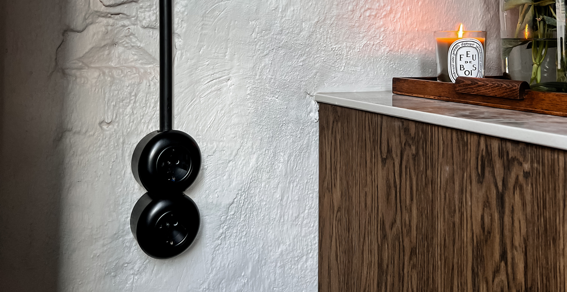 Dubbel opbouw stopcontact mat zwart retro