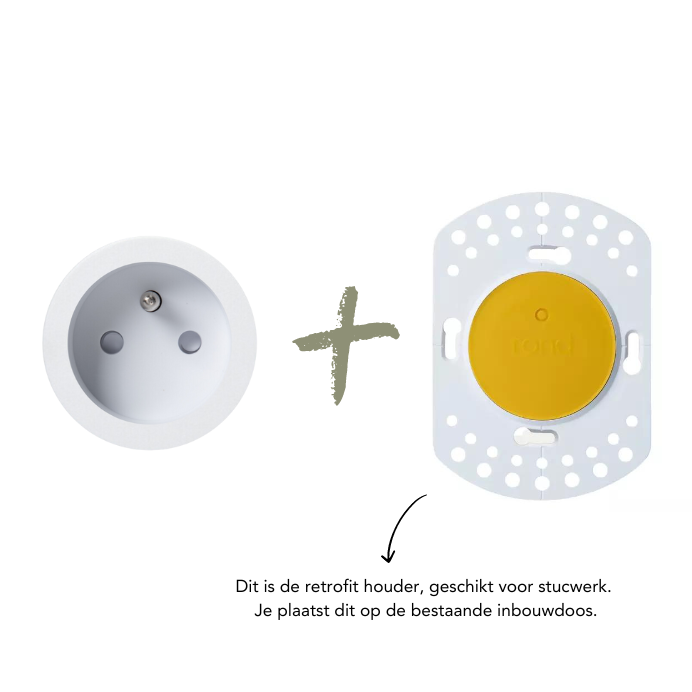 ROND 2.0 stopcontact inbouw type E socket penaarding penaarde Belgie Frankrijk afmetingen - rond io De Oude Schakelaar