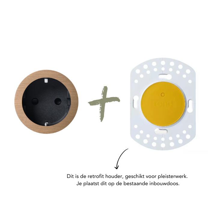 ROND 2.0 stopcontact zwart - randaarde - licht brons 