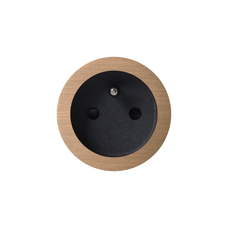 ROND 2.0 stopcontact zwart - penaarde - licht brons