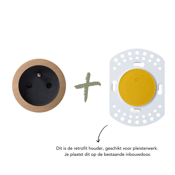 ROND 2.0 stopcontact zwart - penaarde - licht brons