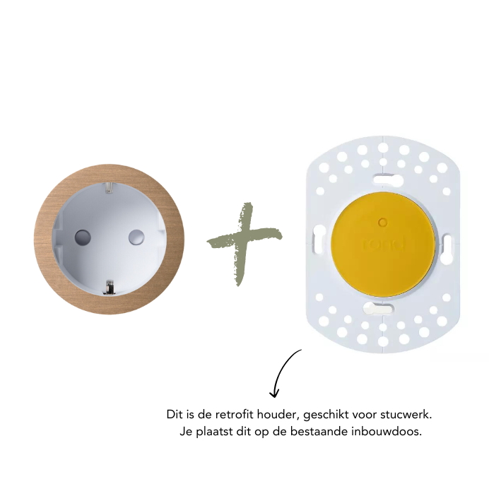 ROND 2.0 stopcontact wit - randaarde - licht brons