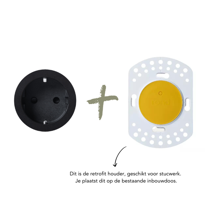 ROND 2.0 stopcontact zwart - randaarding - kunststof