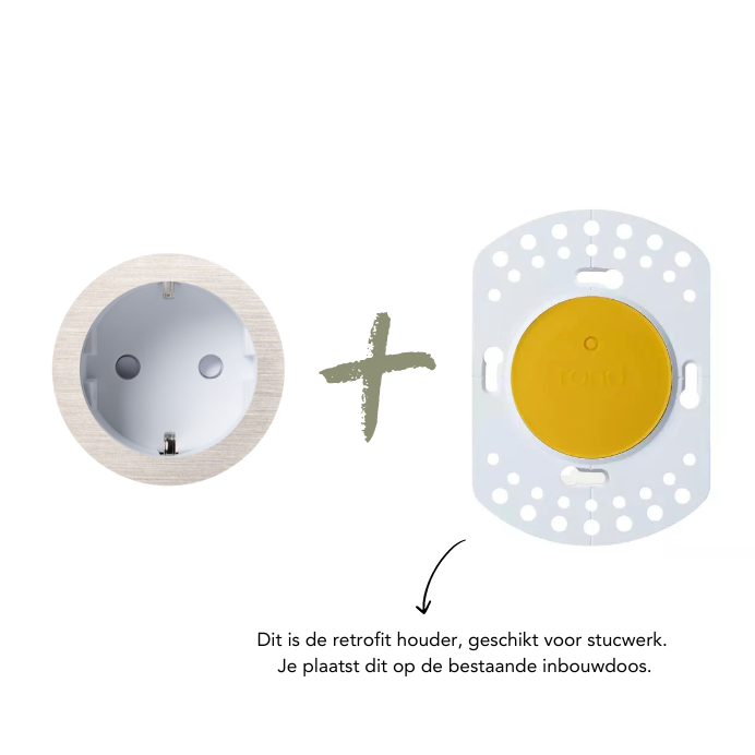 ROND 2.0 stopcontact wit - randaarde - geborsteld nikkel