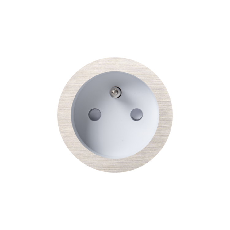 ROND 2.0 stopcontact wit - penaarde - geborsteld nikkel