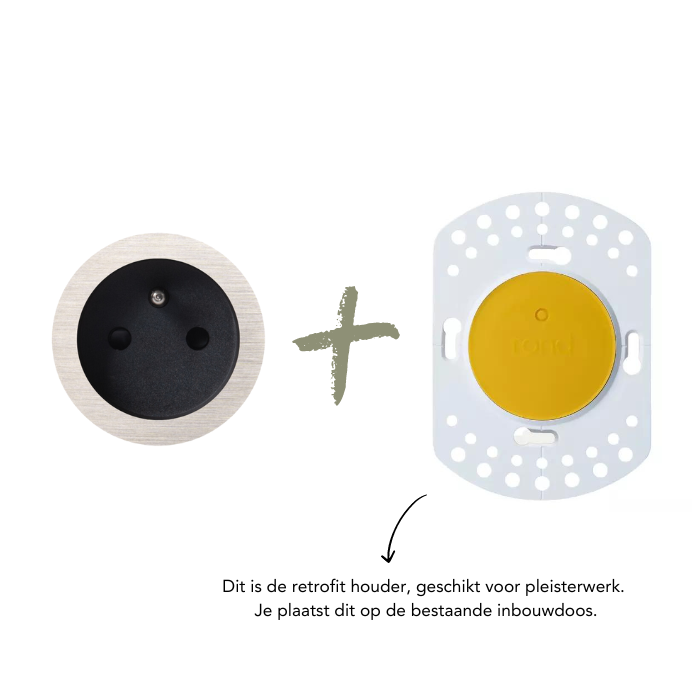ROND 2.0 stopcontact zwart - penaarde - geborsteld nikkel