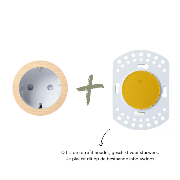 ROND 2.0 stopcontact wit - randaarde - geborsteld messing