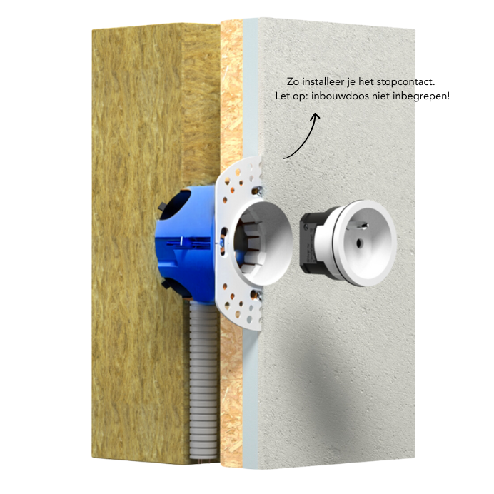 ROND 2.0 stopcontact wit - randaarde - geborsteld messing