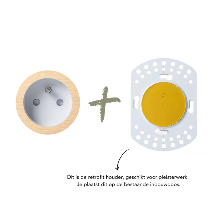 ROND 2.0 stopcontact wit - penaarde - geborsteld messing