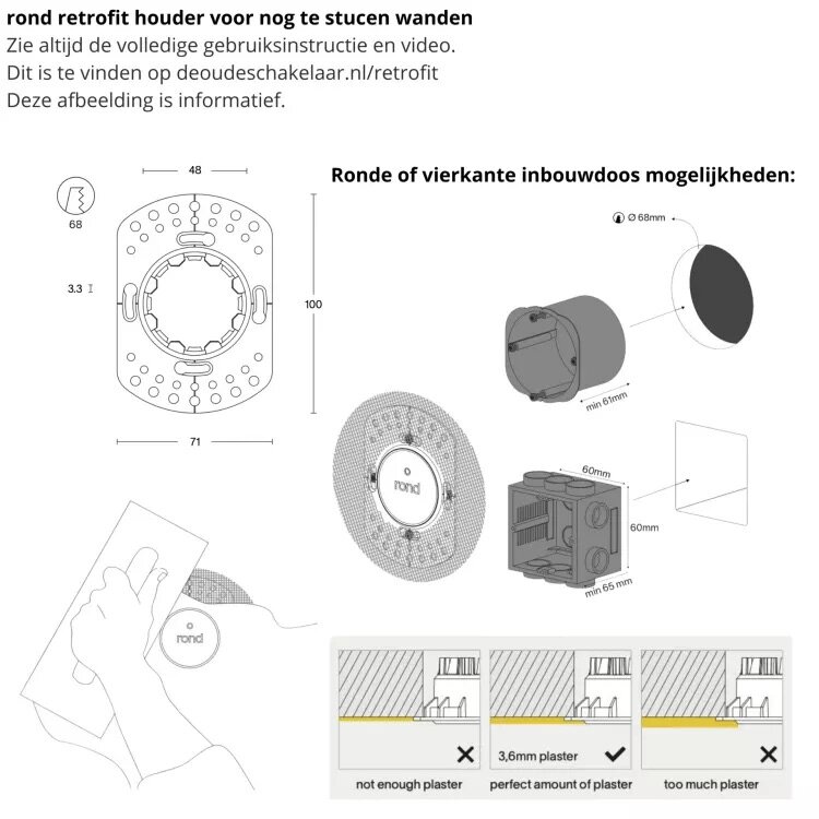ROND 2.0 stopcontact zwart - randaarde - geborsteld messing