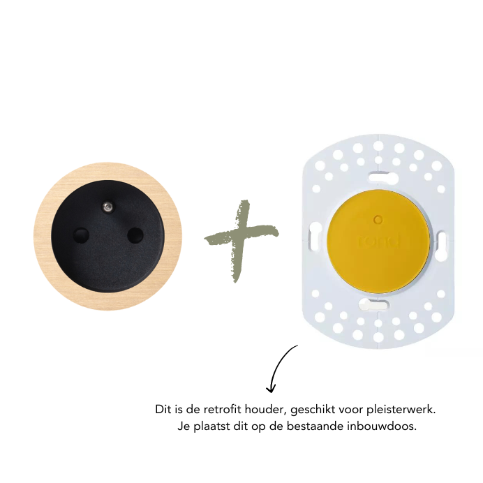 ROND 2.0 stopcontact zwart - penaarde - geborsteld messing