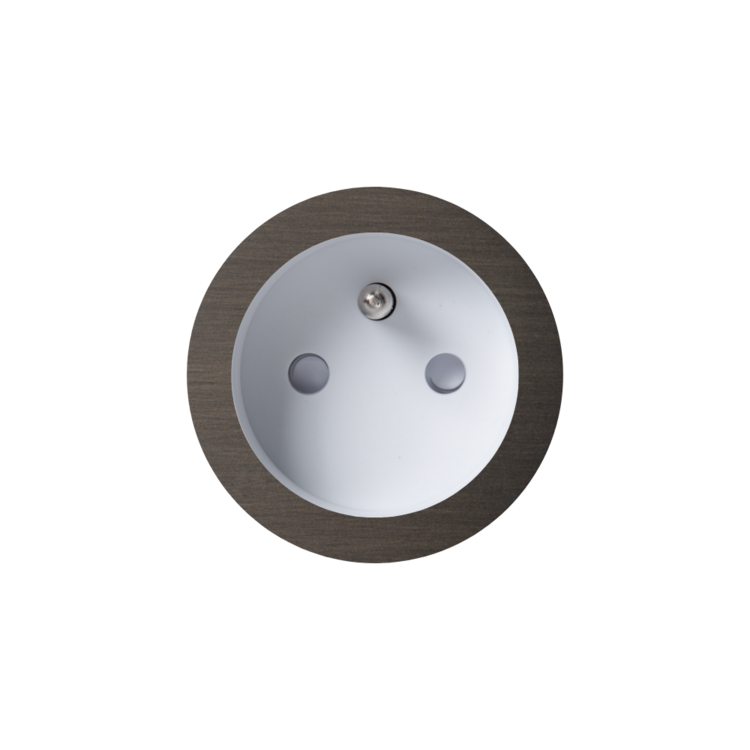 ROND 2.0 stopcontact wit - penaarde - donker brons