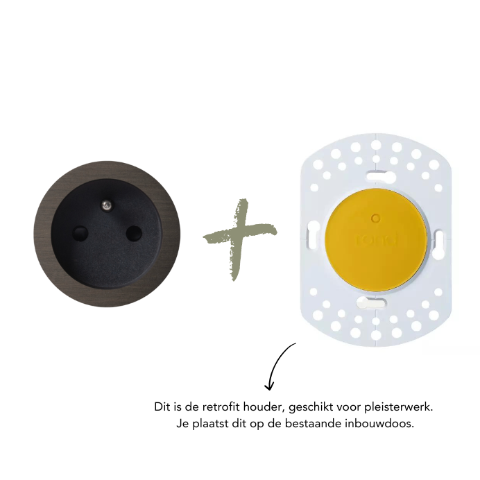 ROND 2.0 stopcontact zwart - penaarde - donker brons