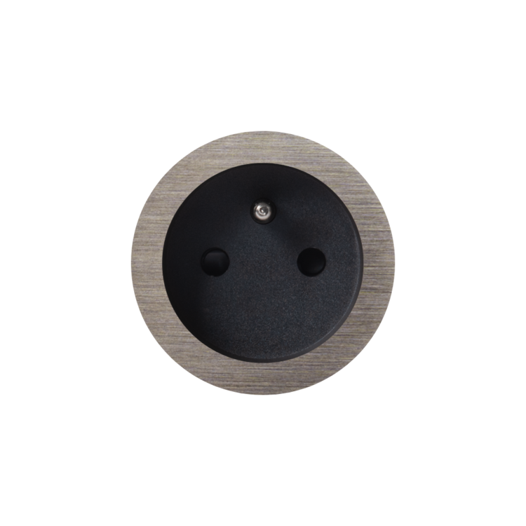 ROND 2.0 stopcontact zwart - penaarde - canon de fusil light