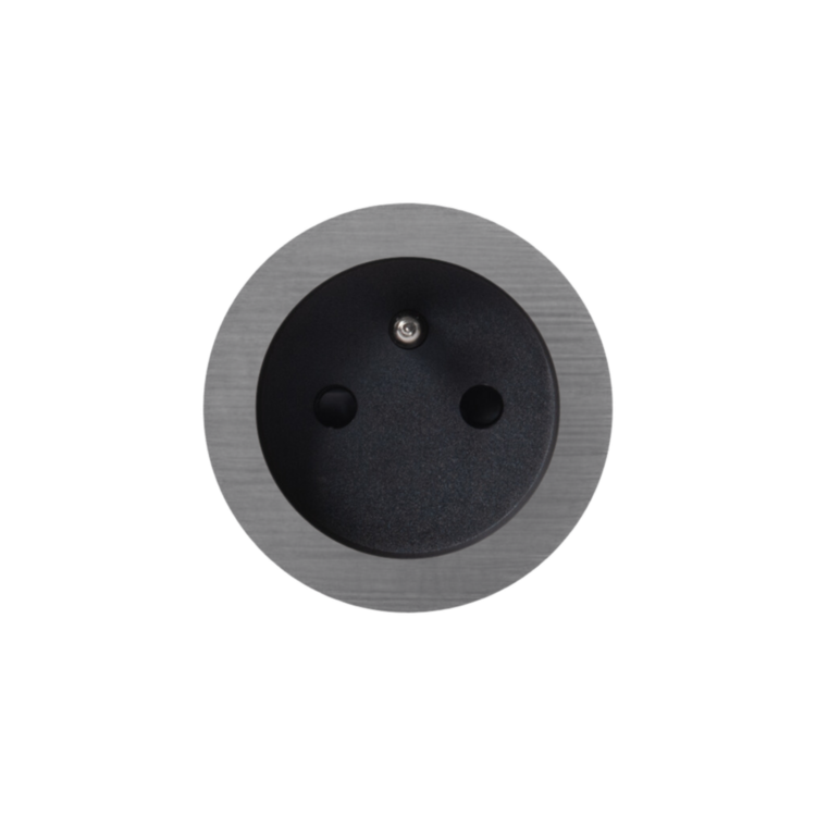 ROND 2.0 stopcontact zwart - penaarde - geborsteld grijs - aluminium