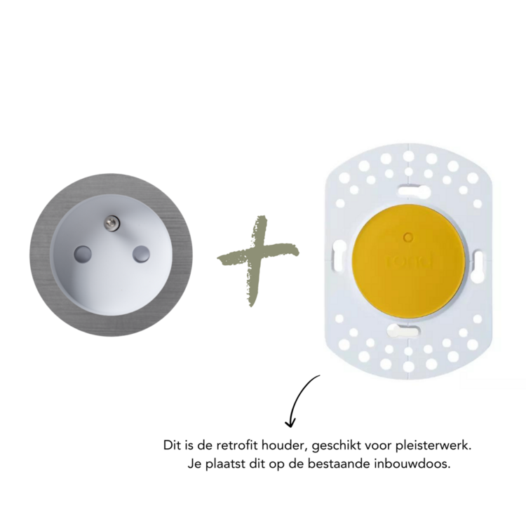 ROND 2.0 stopcontact wit - penaarde - geborsteld grijs