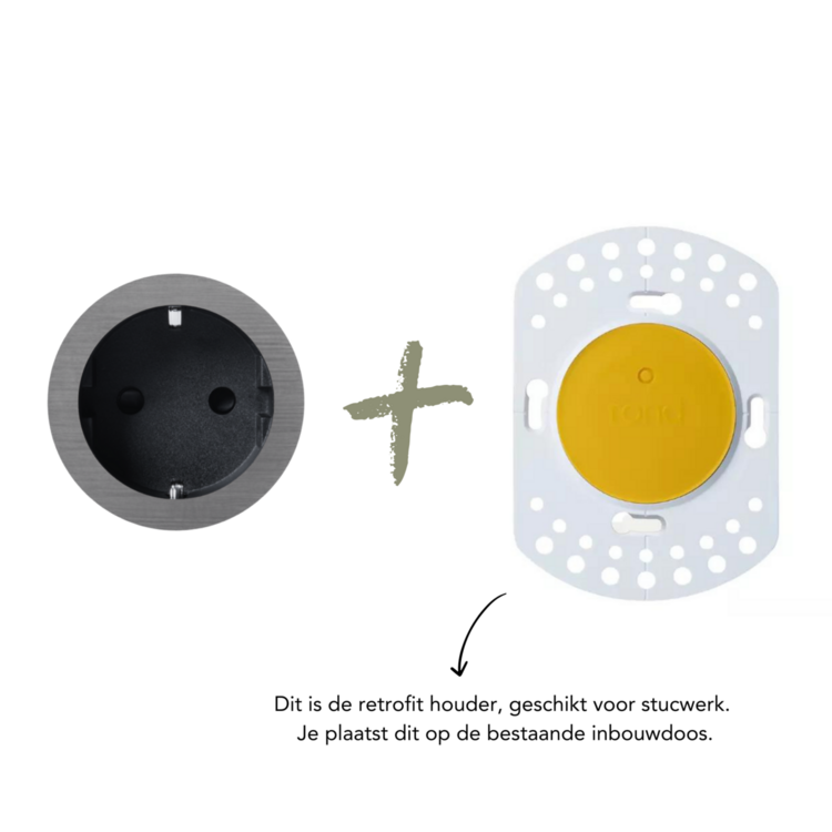 ROND 2.0 stopcontact zwart - randaarding - geborsteld grijs - aluminium