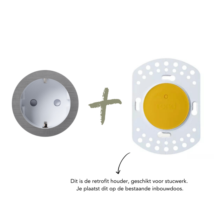ROND 2.0 stopcontact wit - randaarde - geborsteld grijs - aluminium