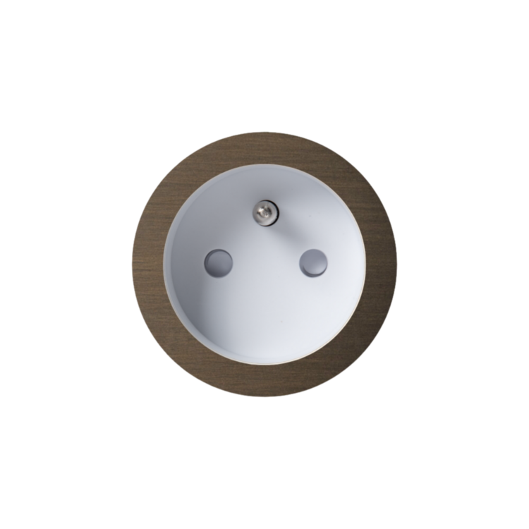 ROND 2.0 stopcontact wit - penaarde - geborsteld brons - aluminium