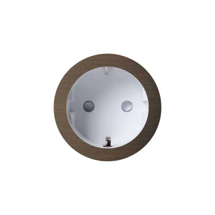 ROND 2.0 stopcontact wit - randaarde - geborsteld brons - aluminium
