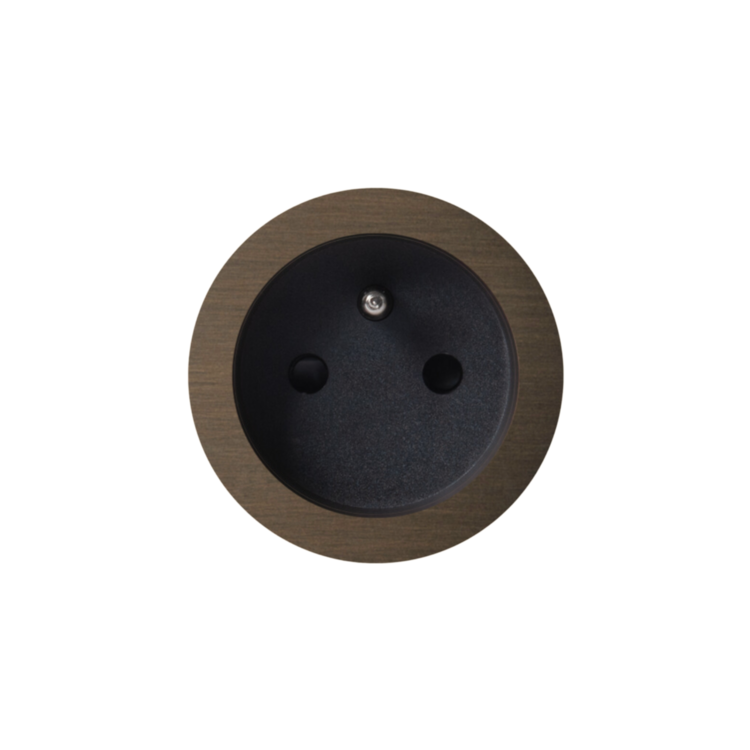 ROND 2.0 stopcontact zwart - penaarde - geborsteld brons - aluminium
