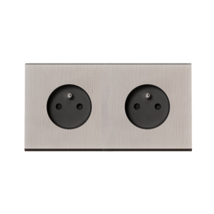 MODELEC dubbel stopcontact geborsteld staal - Penaarde - Belgi&euml;