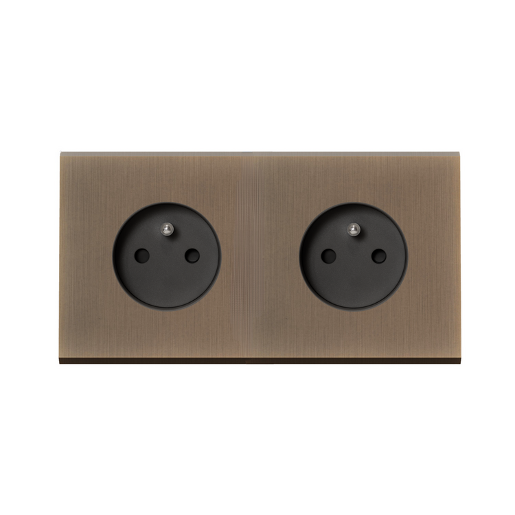 MODELEC dubbel stopcontact geborsteld brons - Penaarde - Belgi&euml;