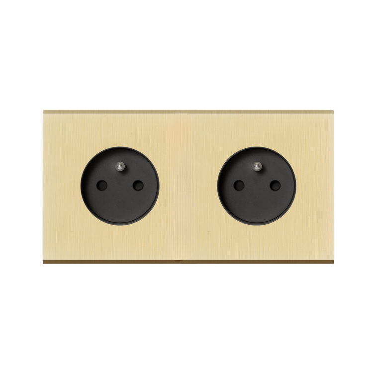 MODELEC dubbel stopcontact geborsteld messing - Penaarde - Belgi&euml;