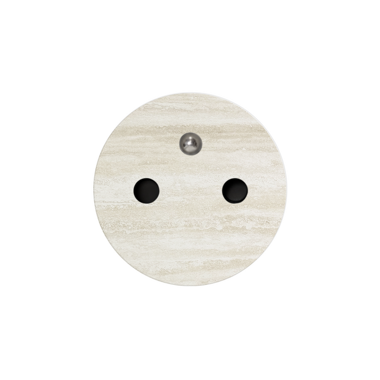 De Oude Schakelaar - ROND 3.0 steen stopcontact zwart penaarde - Met stenen plaatje