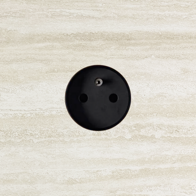 De Oude Schakelaar - ROND 3.0 steen stopcontact zwart penaarde - Zonder stenen plaatje