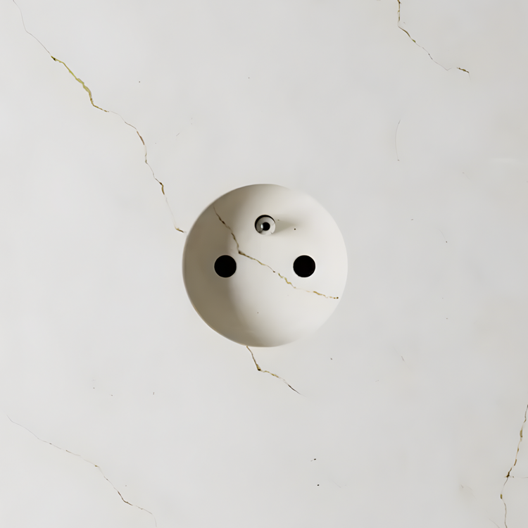 De Oude Schakelaar - ROND 3.0 steen stopcontact zwart penaarde - Met stenen plaatje