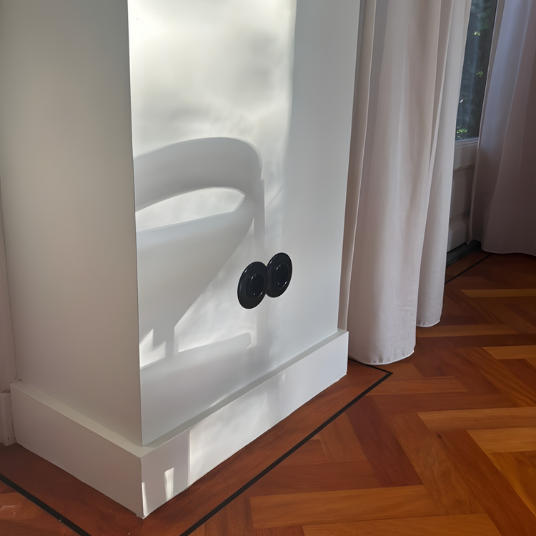 2-voudig stopcontact zwart bakeliet inbouw rond