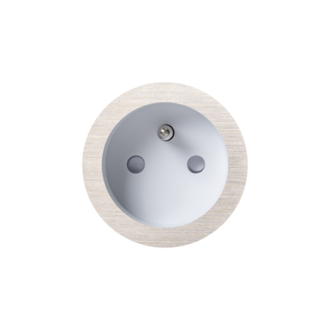 ROND 2.0 stopcontact wit - penaarde - geborsteld nikkel