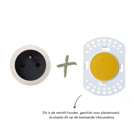 ROND 2.0 stopcontact zwart - penaarde - geborsteld nikkel