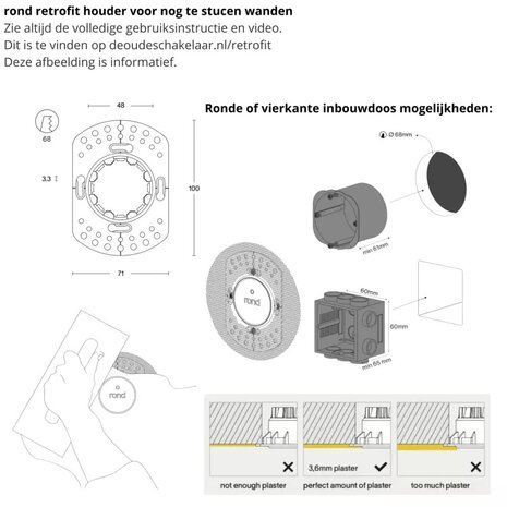 ROND 2.0 stopcontact zwart - randaarde - geborsteld messing