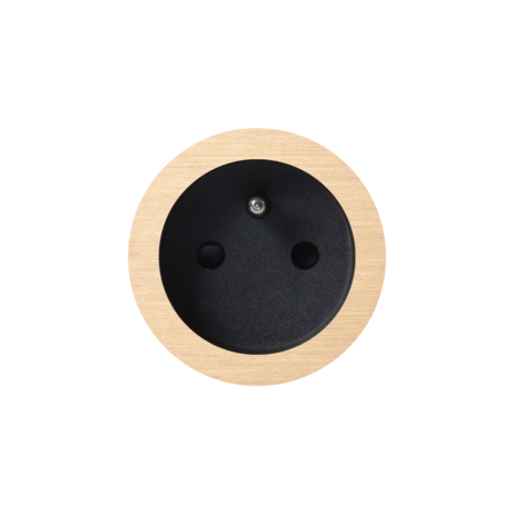 ROND 2.0 stopcontact zwart - penaarde - geborsteld messing