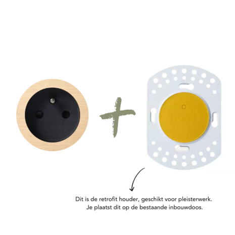 ROND 2.0 stopcontact zwart - penaarde - geborsteld messing