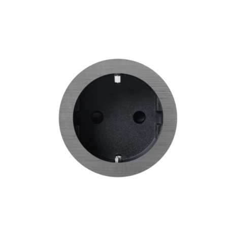 ROND 2.0 stopcontact zwart - randaarding - geborsteld grijs - aluminium