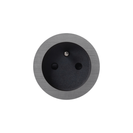 ROND 2.0 stopcontact zwart - penaarde - geborsteld grijs - aluminium