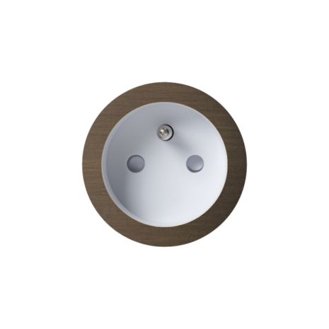 ROND 2.0 stopcontact wit - penaarde - geborsteld brons - aluminium
