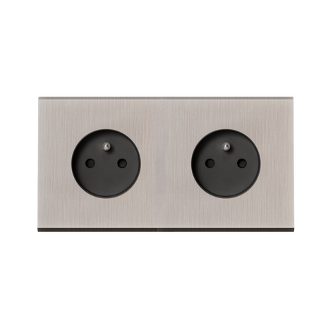 MODELEC dubbel stopcontact geborsteld staal - Penaarde - Belgi&euml;