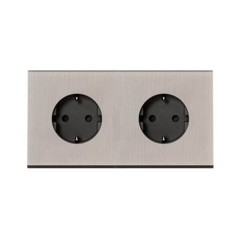 MODELEC dubbel stopcontact geborsteld staal - Randaarde - Nederland