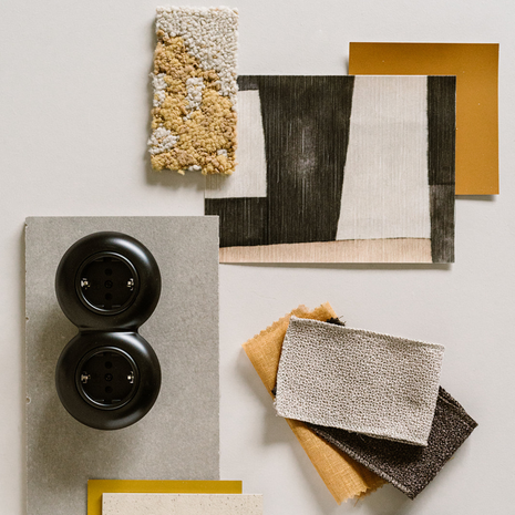 2-voudig stopcontact mat zwart inbouw rond 80 mm