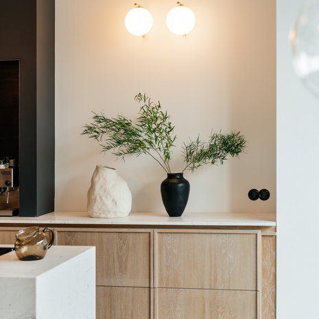 2-voudig stopcontact zwart bakeliet inbouw rond