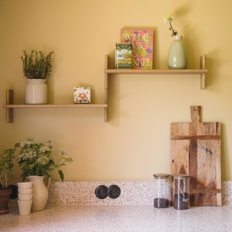 2-voudig stopcontact zwart bakeliet inbouw rond