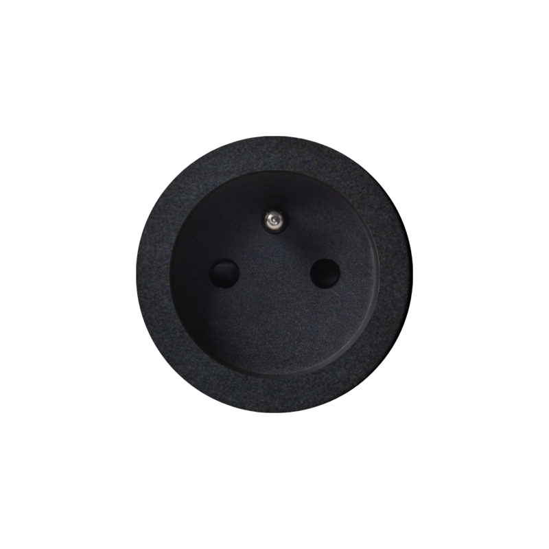 ROND 2.0 stopcontact zwart aluminium inbouw type E socket penaarde penaarding Belgie Frankrijk afmetingen - rond io De Oude Sch