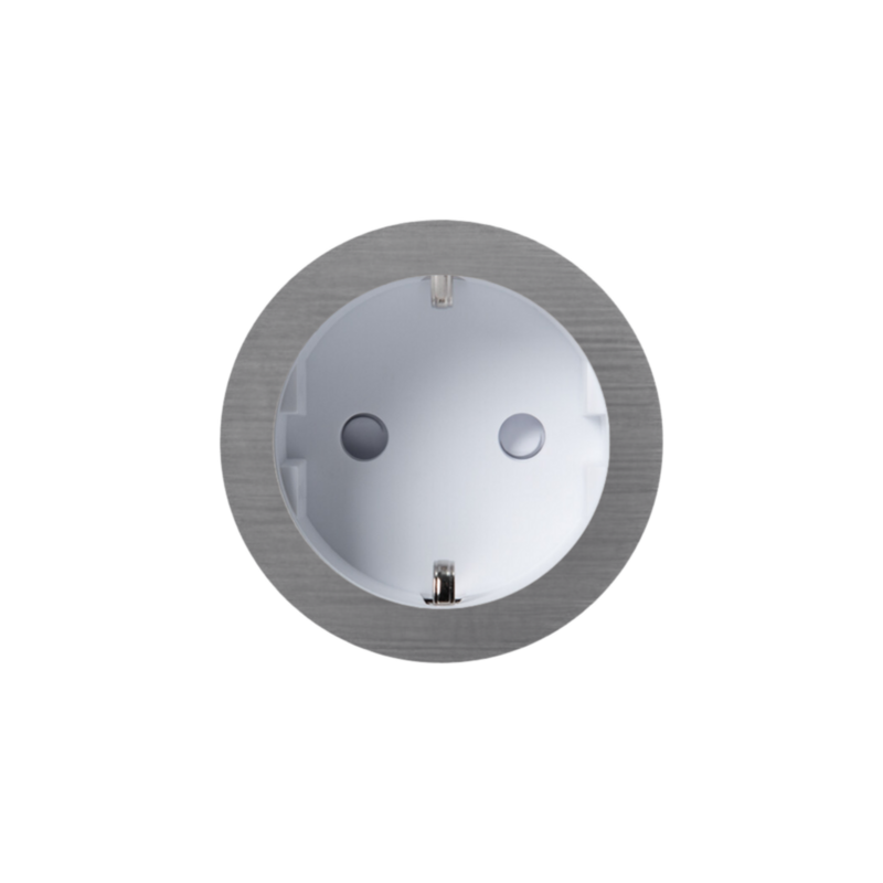 ROND 2.0 stopcontact wit - randaarde - geborsteld grijs - aluminium