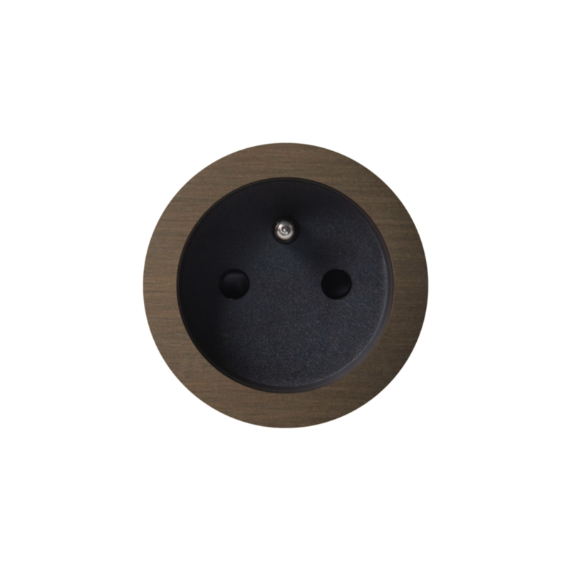 ROND 2.0 stopcontact zwart - penaarde - geborsteld brons - aluminium