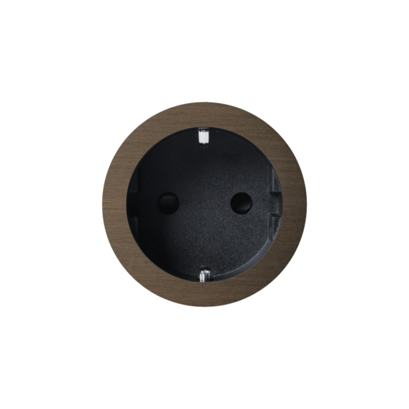 ROND 2.0 stopcontact zwart - randaarding - geborsteld brons - aluminium