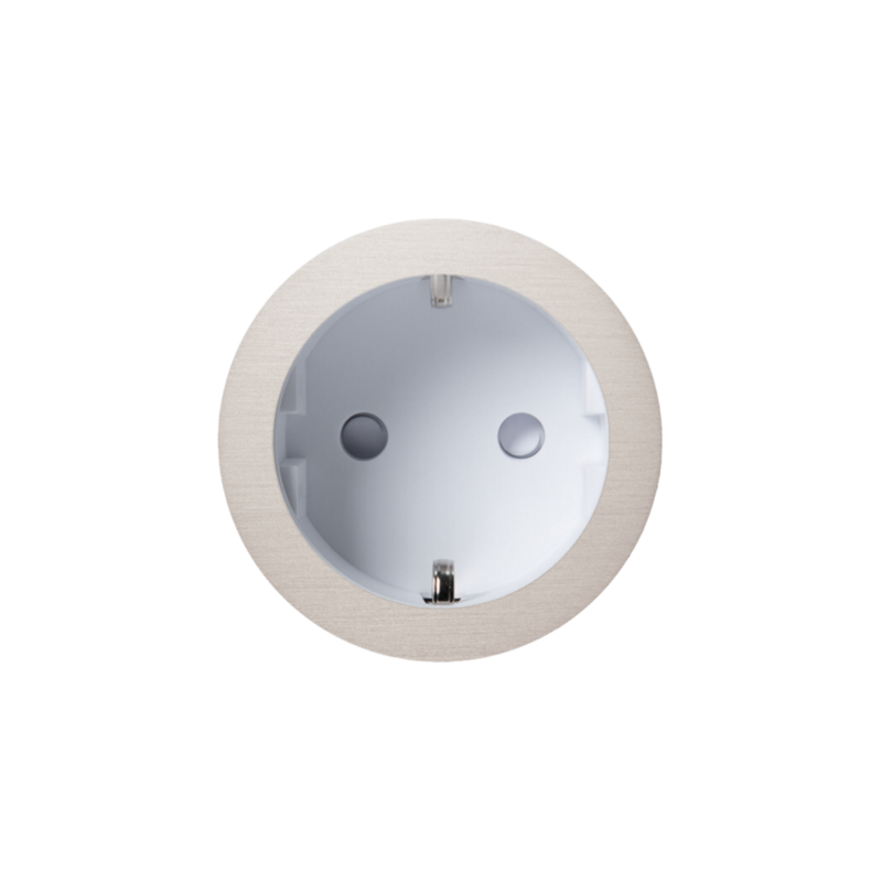 ROND 2.0 stopcontact wit - randaarding - geborsteld grijs - aluminium - RVS rond by prado